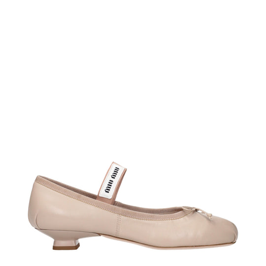 Miu Miu Rosa Leder-Ballett-Flats