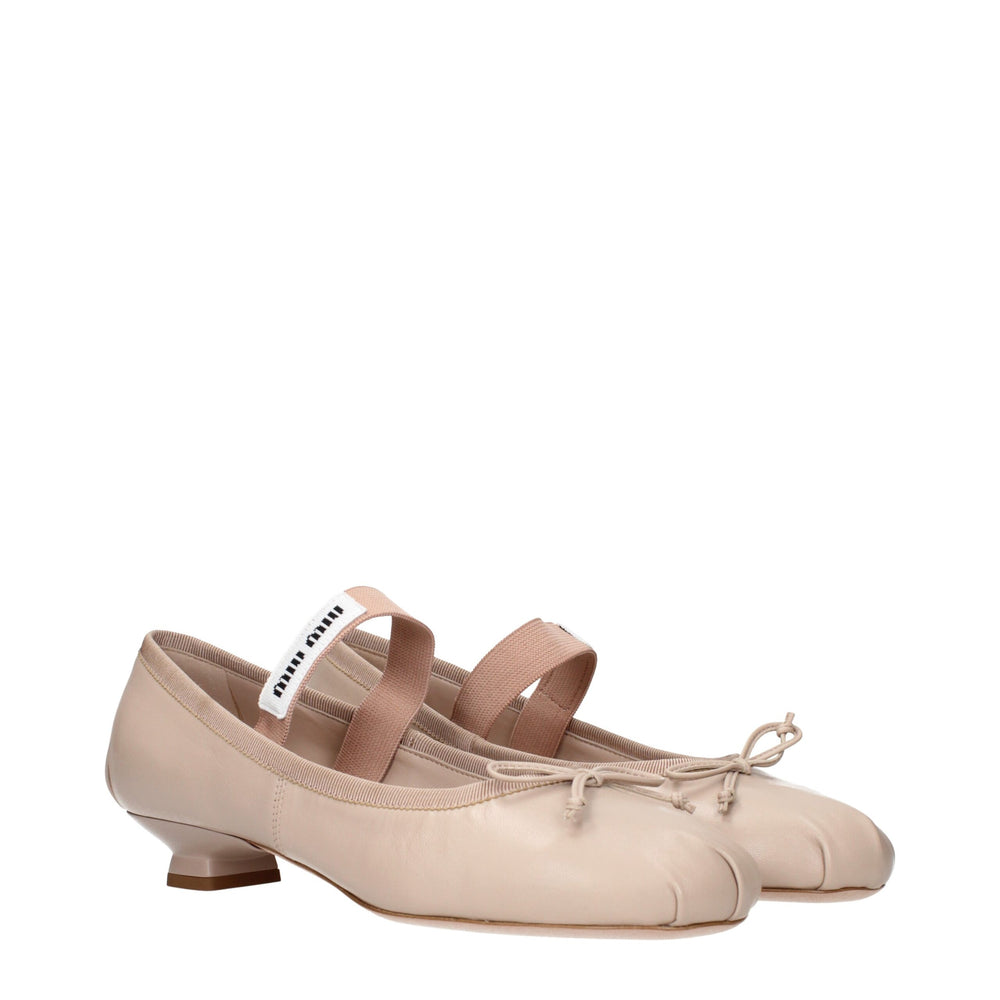 Miu Miu Rosa Leder-Ballett-Flats