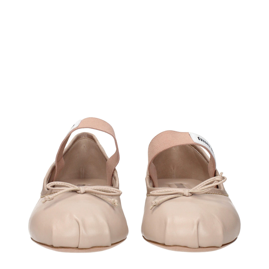 Miu Miu Rosa Leder-Ballett-Flats