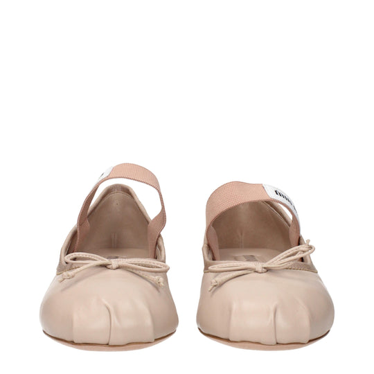 Miu Miu Rosa Leder-Ballett-Flats