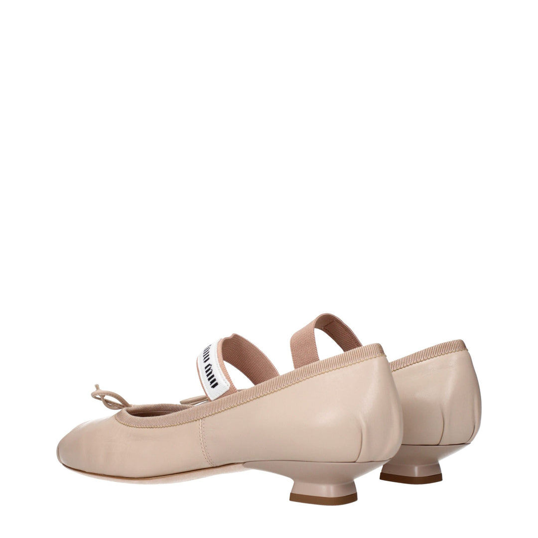 Miu Miu Rosa Leder-Ballett-Flats