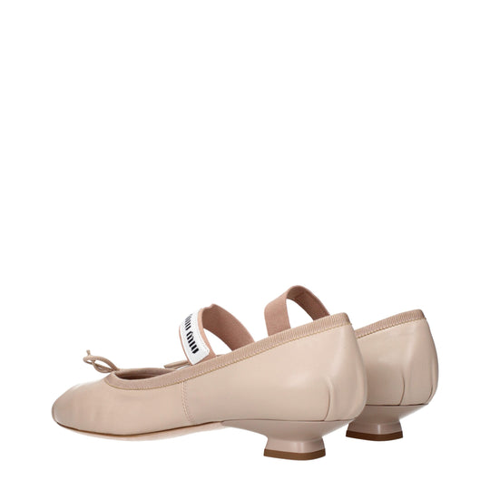 Miu Miu Rosa Leder-Ballett-Flats