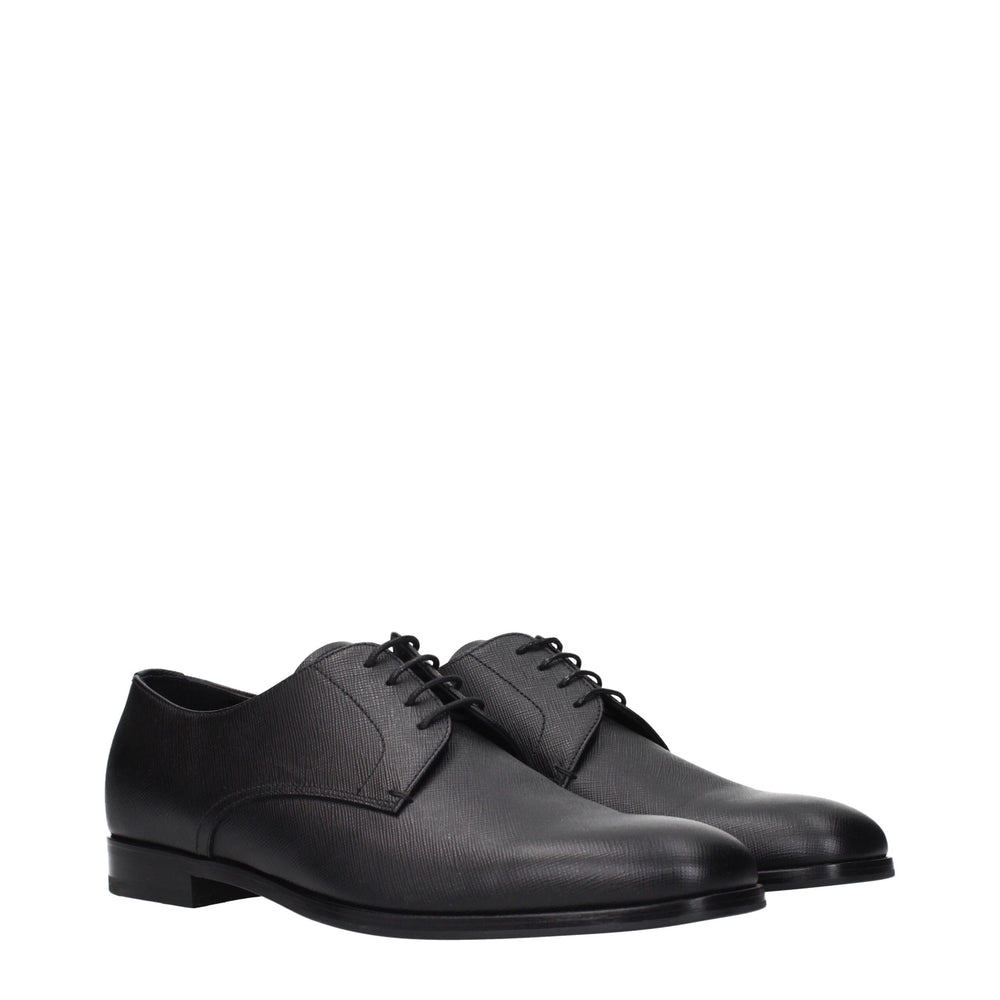 Prada Schwarze Leder Oxfords und Derbies