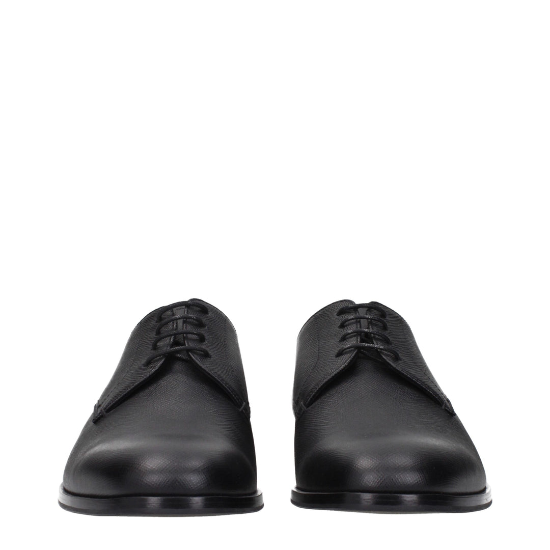 Prada Schwarze Leder Oxfords und Derbies