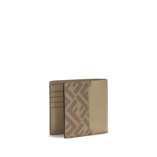Fendi FF Brieftasche aus Leder und Segeltuch