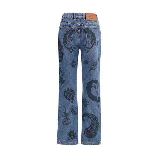 Etro Schlagjeans mit Blumen- und Bienendruck