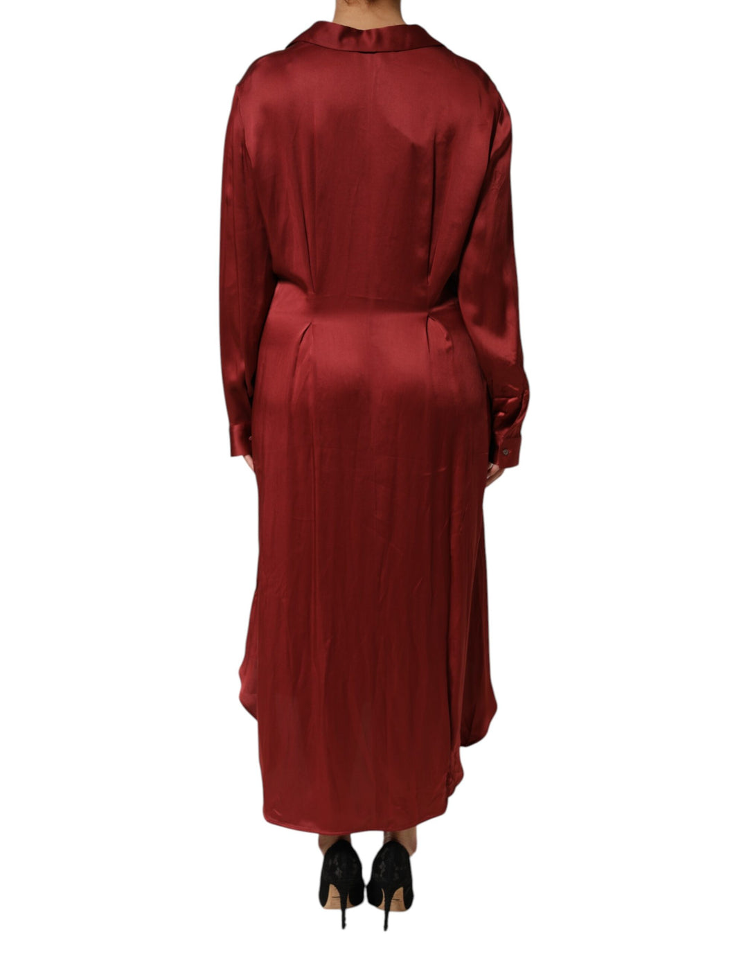 Fabiana Filippi Burgunderfarbenes langes Kleid aus Acetat und Viskose-Satin