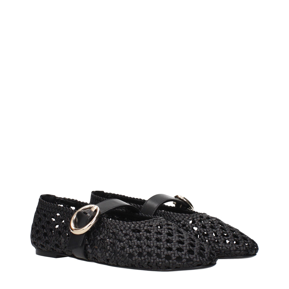 Stuart Weitzman Schwarze Leder-Ballett-Flats