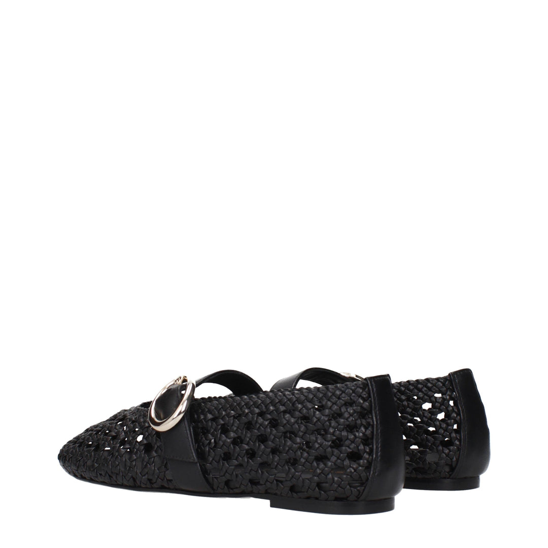Stuart Weitzman Schwarze Leder-Ballett-Flats