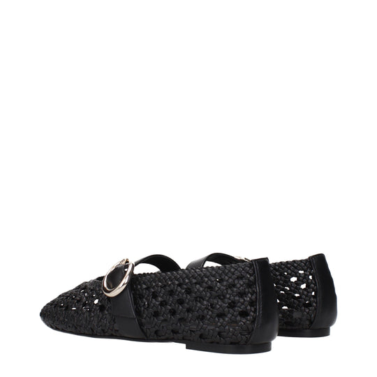 Stuart Weitzman Schwarze Leder-Ballett-Flats