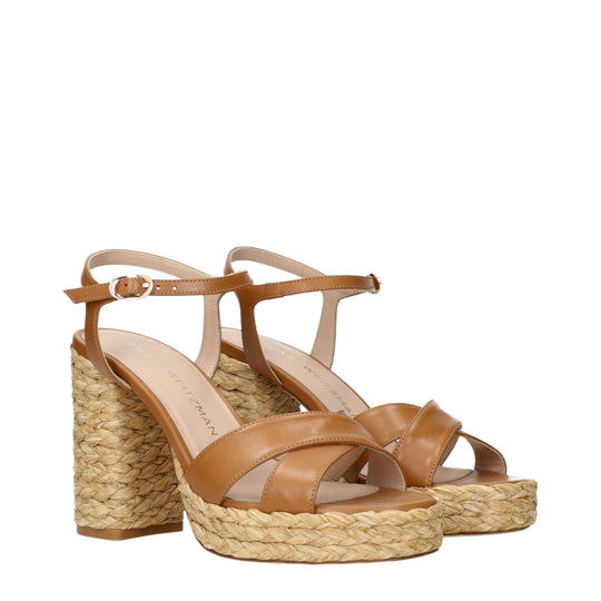 Stuart Weitzman Braune Leder-Plateaus