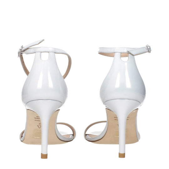 Stuart Weitzman Weiße Leder Stiletto Heels Sandalen