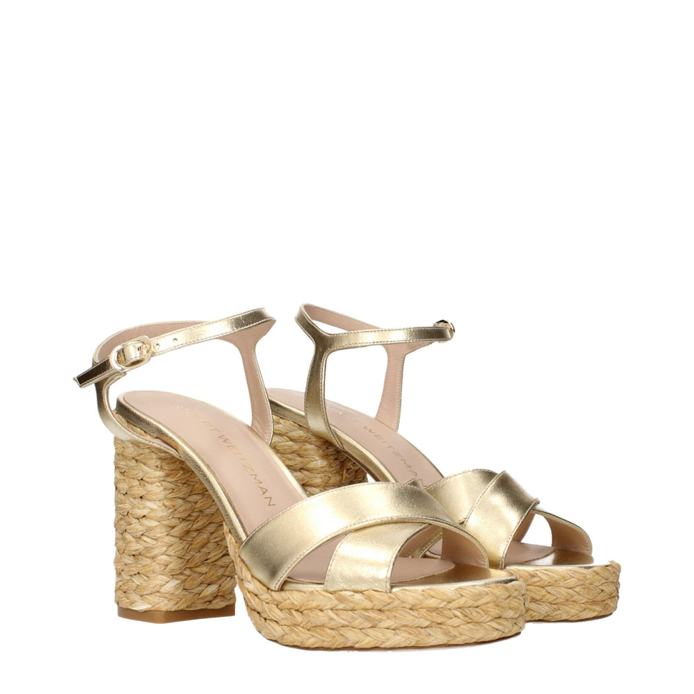 Stuart Weitzman Goldfarbene Leder-Plateaus