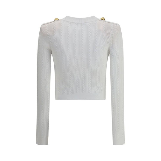 Balmain Gerippte und geflochtene Strickjacke