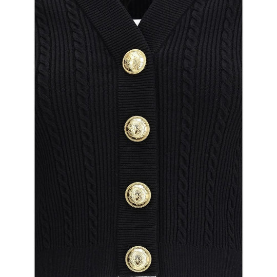 Balmain Gerippte und geflochtene Strickjacke