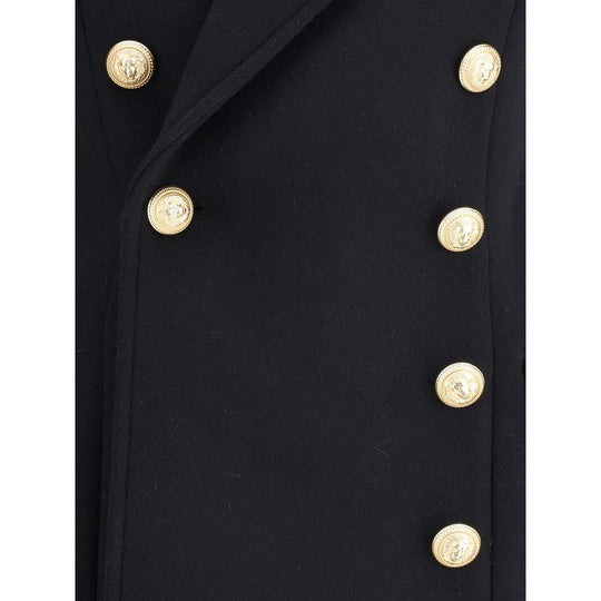 Balmain Zweireihiger Mantel aus Wolle und Kaschmir