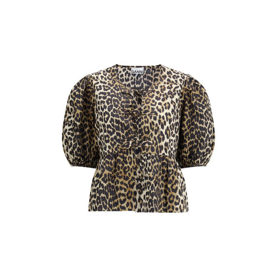 Ganni Hemd aus Leopardenbaumwolle