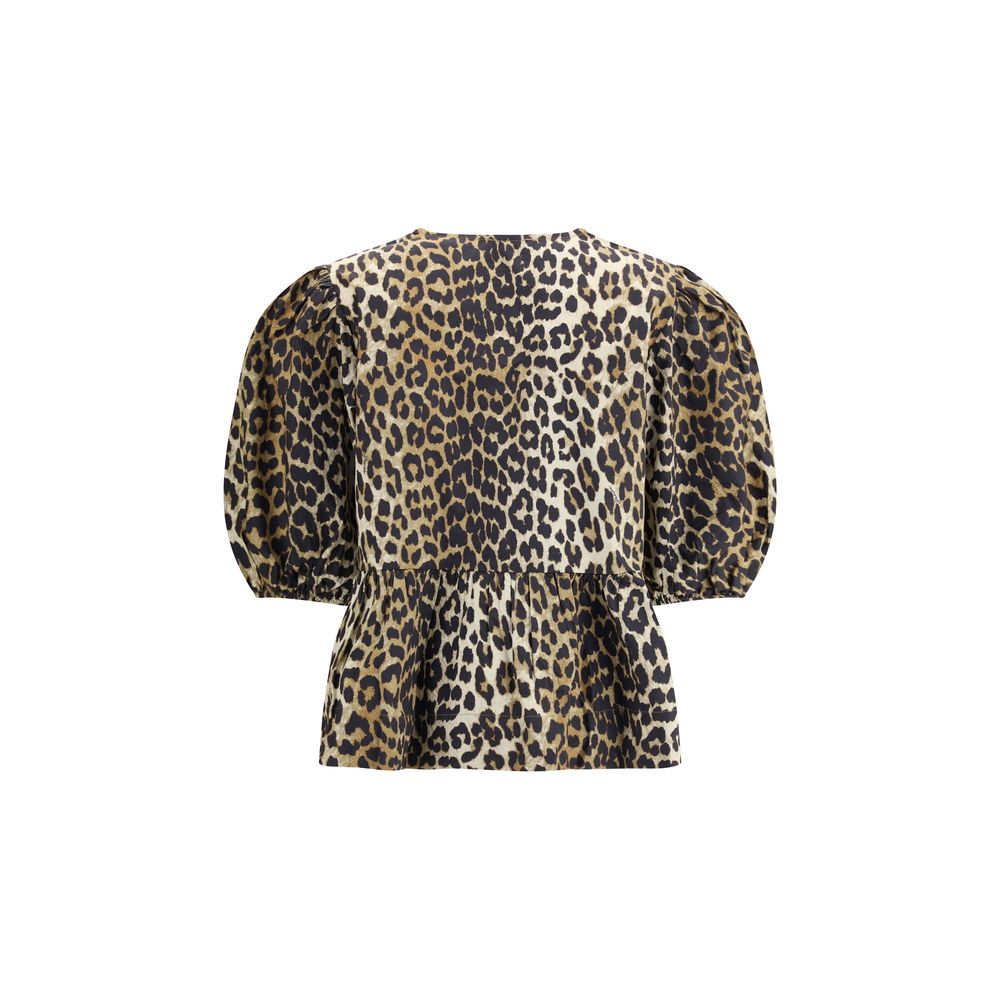 Ganni Hemd aus Leopardenbaumwolle