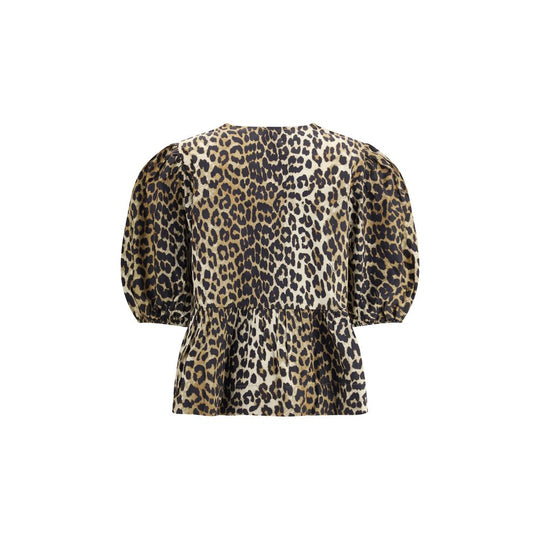 Ganni Hemd aus Leopardenbaumwolle