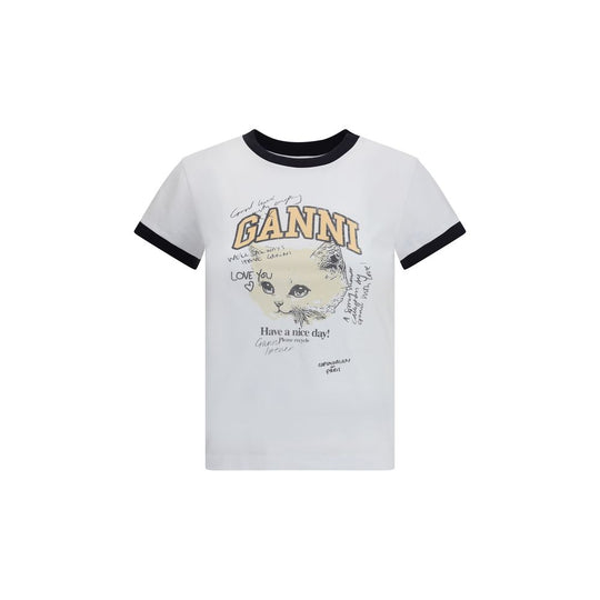 Ganni T-Shirt mit Kätzchenmuster