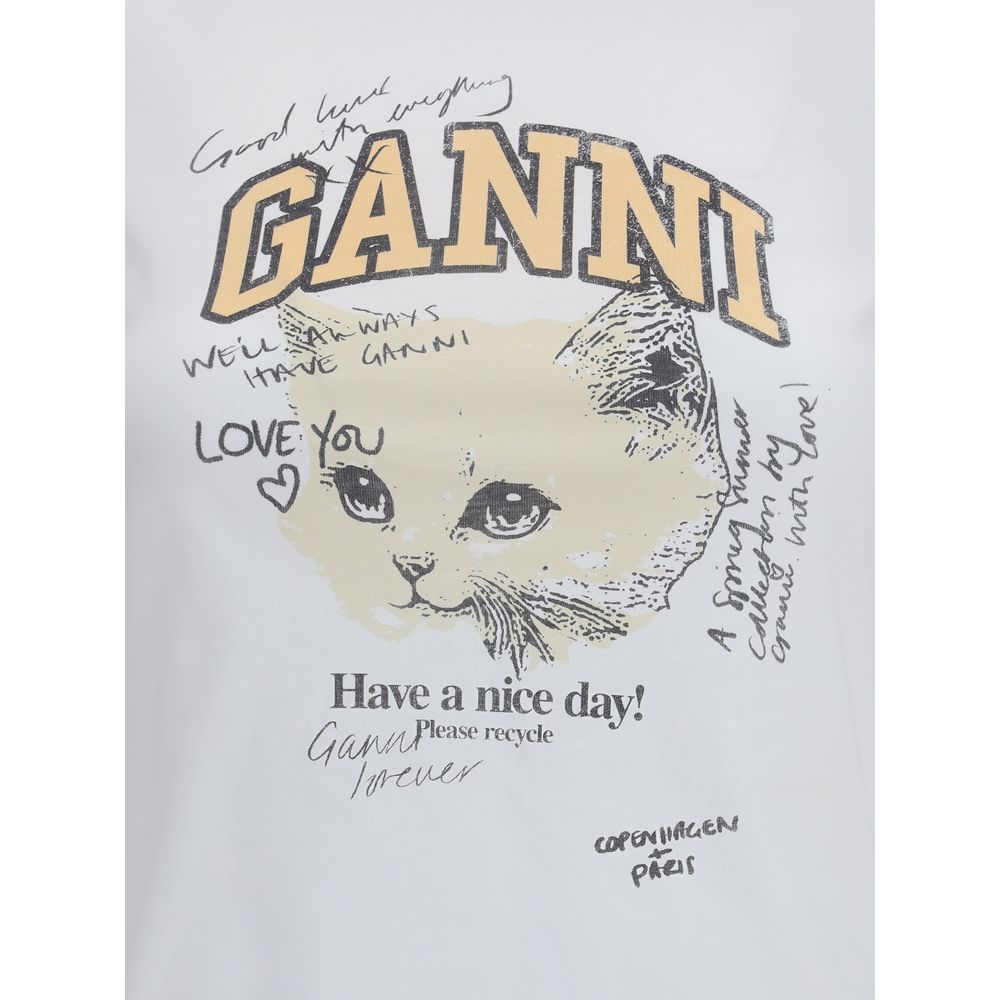 Ganni T-Shirt mit Kätzchenmuster