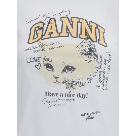 Ganni T-Shirt mit Kätzchenmuster