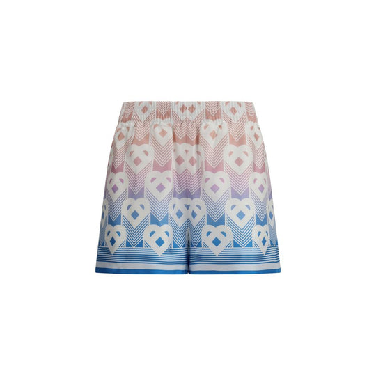 Casablanca Seidenshorts mit Monogramm und Herz im Farbverlauf