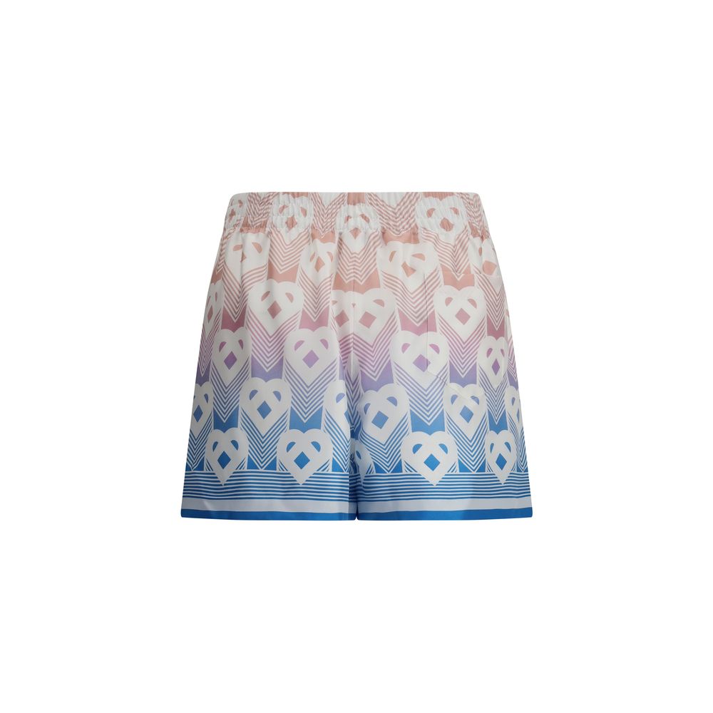 Casablanca Seidenshorts mit Monogramm und Herz im Farbverlauf