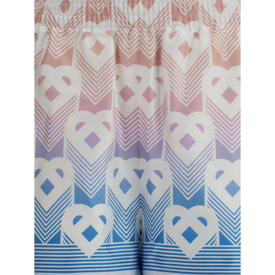 Casablanca Seidenshorts mit Monogramm und Herz im Farbverlauf