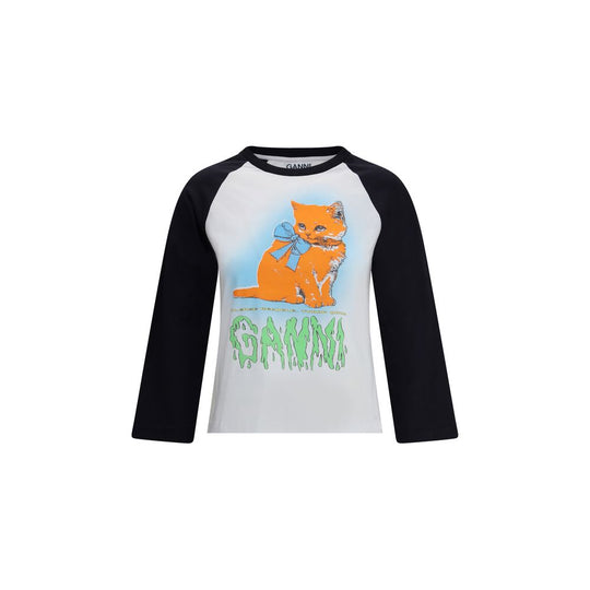 Ganni T-Shirt mit Kätzchenmuster