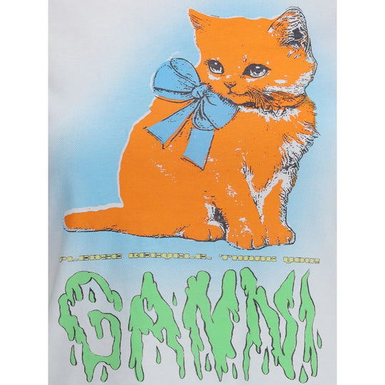 Ganni T-Shirt mit Kätzchenmuster