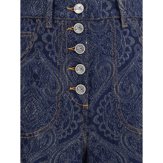 Etro Jacquard-gemusterte Schlagjeans