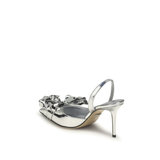 MACH & MACH Cadeau Silberne Lederpumps mit Wicklung