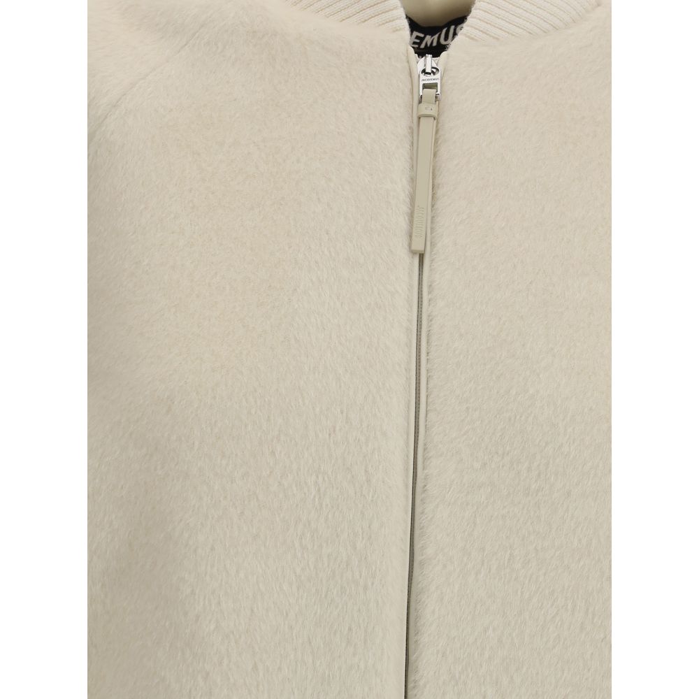 Jacquemus Die Le Blouson Pilu Jacke aus weißer Alpaka Wolle
