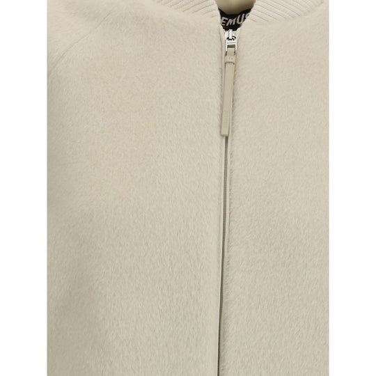 Jacquemus Die Le Blouson Pilu Jacke aus weißer Alpaka Wolle