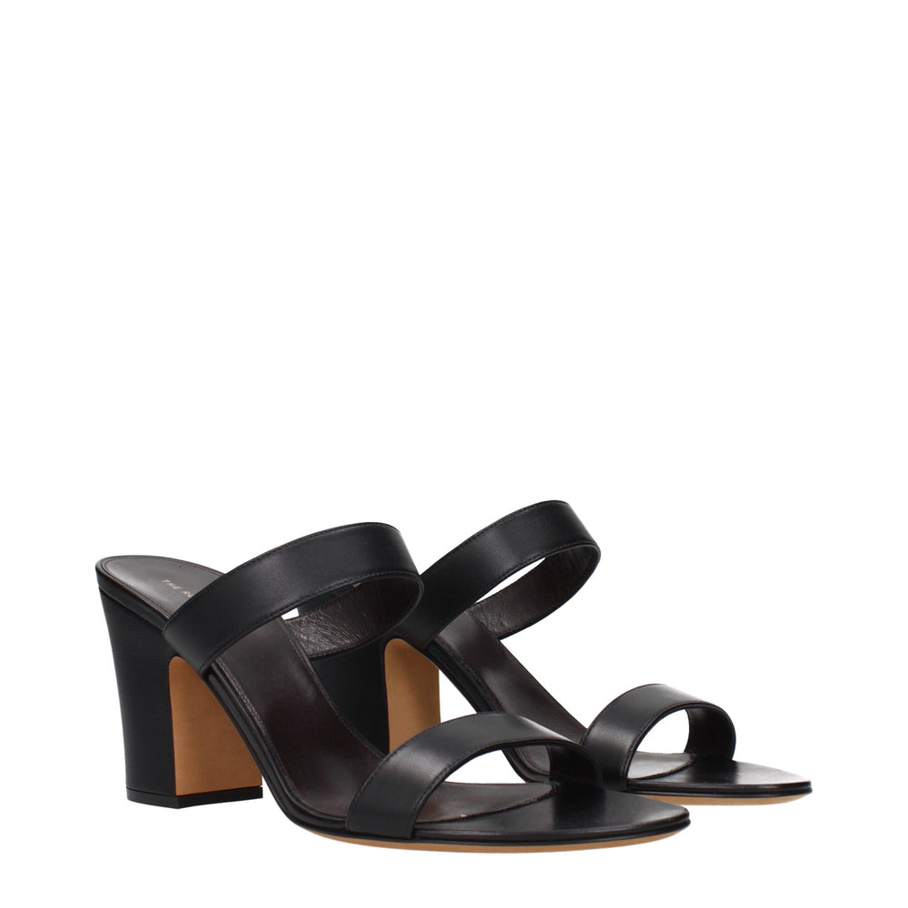 The Row Schwarze Leder Stiletto Heels Sandalen