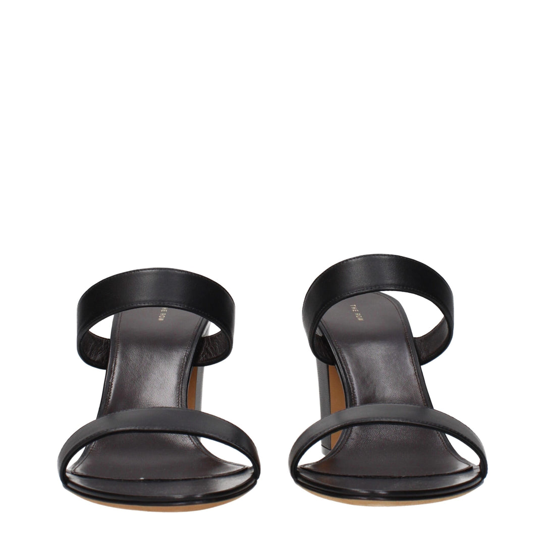 The Row Schwarze Leder Stiletto Heels Sandalen