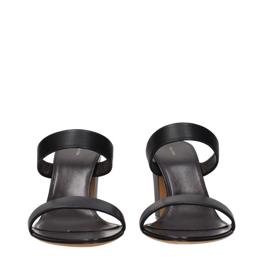 The Row Schwarze Leder Stiletto Heels Sandalen