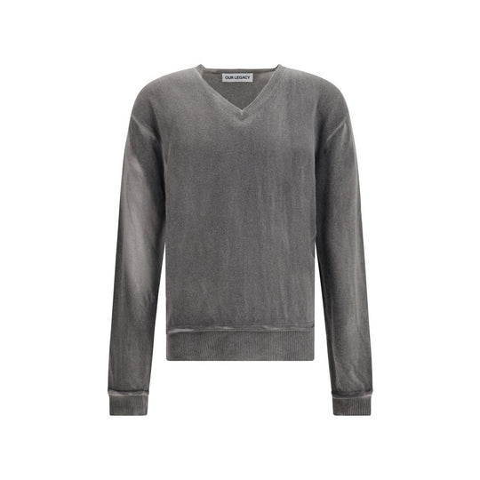 Our Legacy Grauer Pullover mit V-Ausschnitt