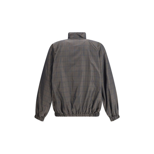 Balenciaga Jacke mit Reißverschluss und Karomuster in Braun und Blau