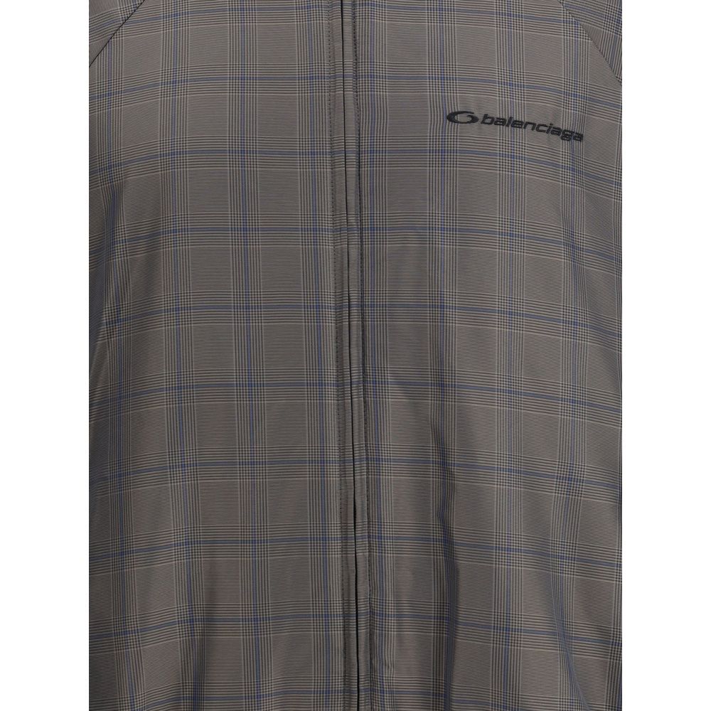 Balenciaga Jacke mit Reißverschluss und Karomuster in Braun und Blau