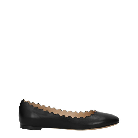Chloé Schwarze Leder-Ballett-Flats
