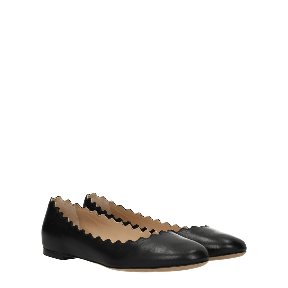Chloé Schwarze Leder-Ballett-Flats