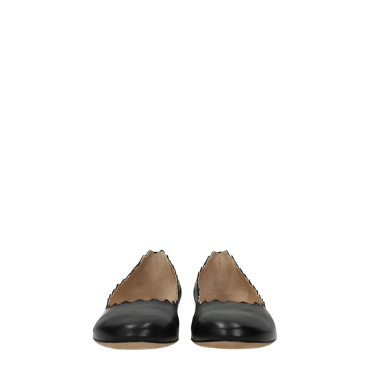 Chloé Schwarze Leder-Ballett-Flats