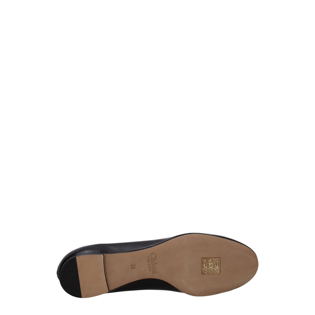Chloé Schwarze Leder-Ballett-Flats