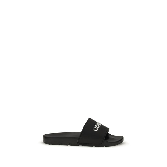 Off-White Schwarze Rutschen mit Bookish-Logo
