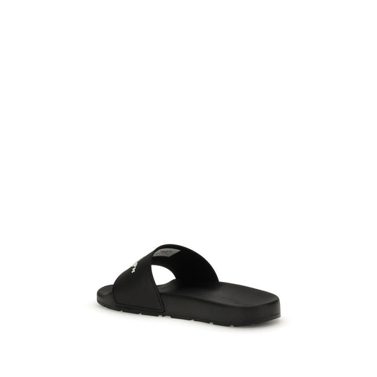Off-White Schwarze Rutschen mit Bookish-Logo
