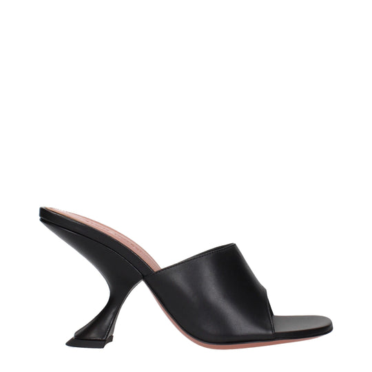Amina Muaddi Schwarze Leder Stiletto Heels Sandalen