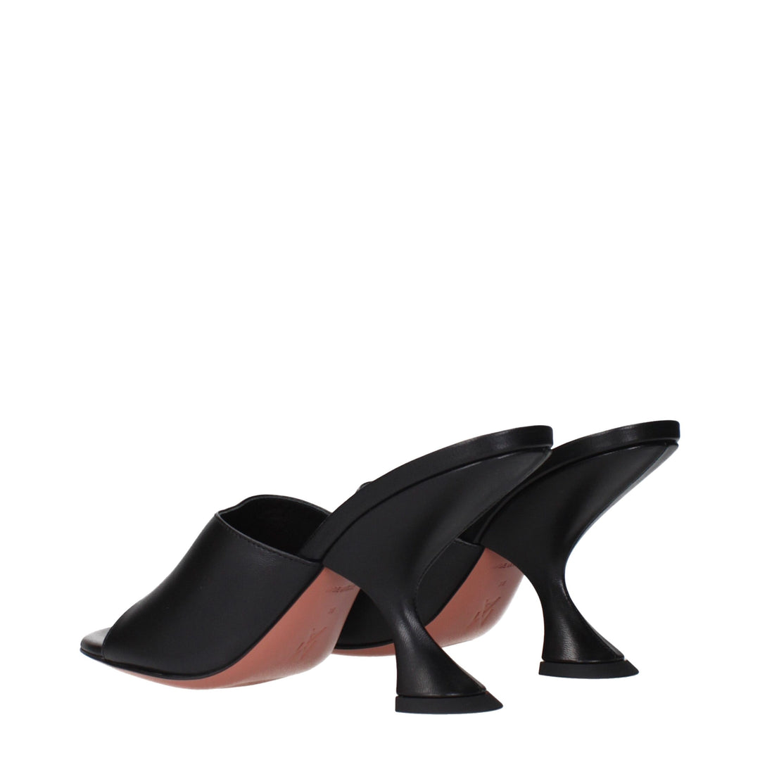 Amina Muaddi Schwarze Leder Stiletto Heels Sandalen