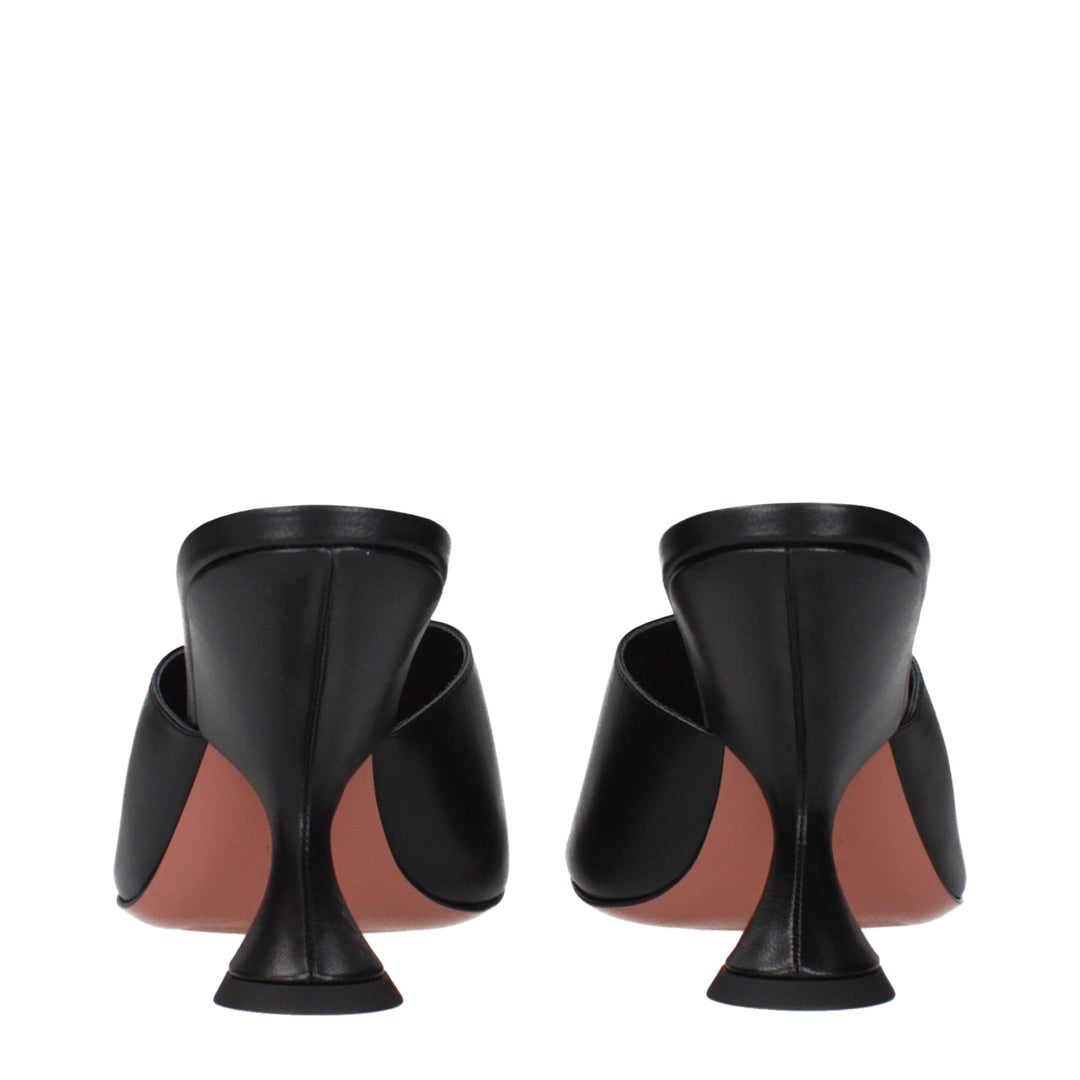 Amina Muaddi Schwarze Leder Stiletto Heels Sandalen